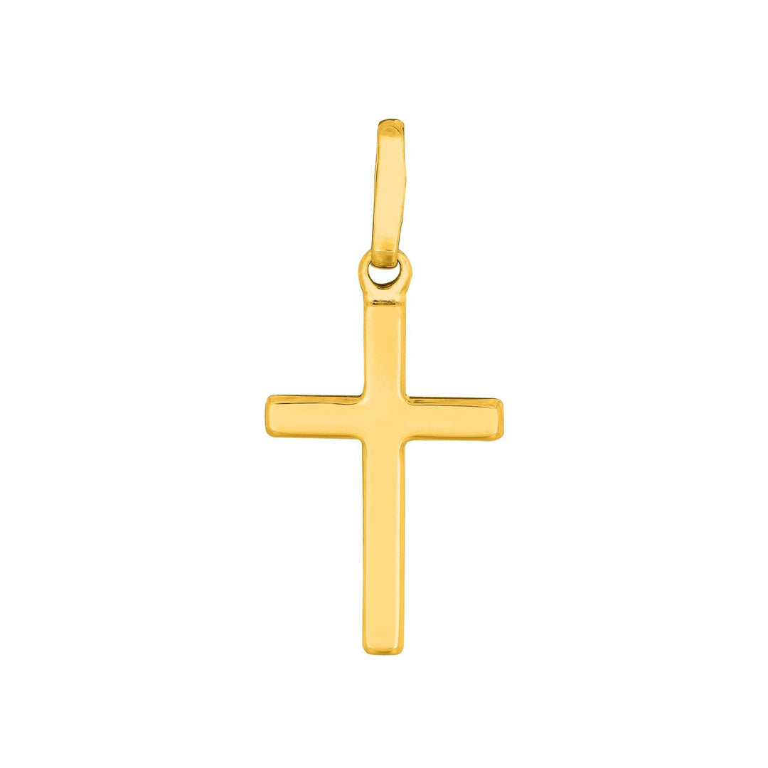 14K Yellow Gold Small Flat Cross, front view