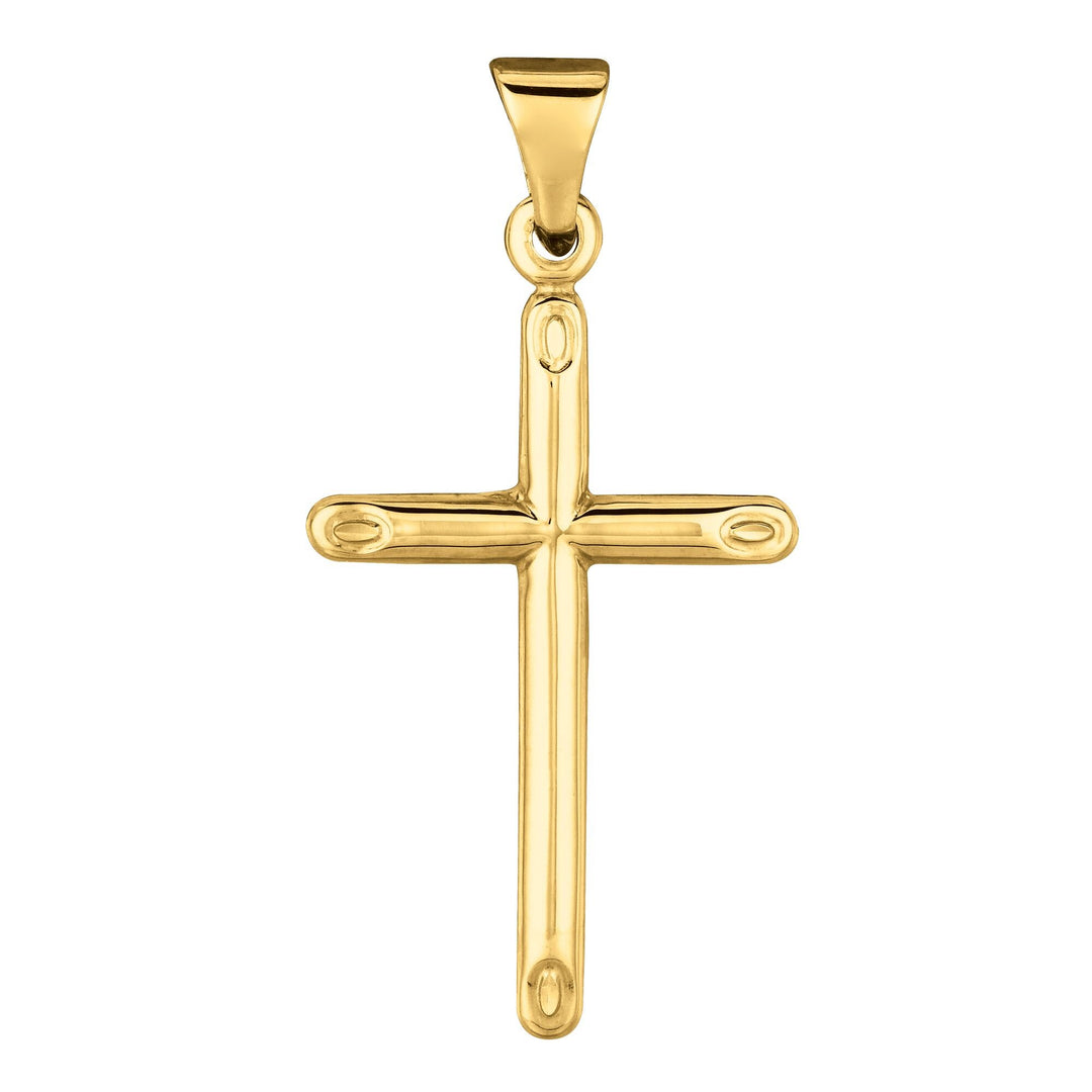 14K Yellow Gold Tapered Edge Cross, front view