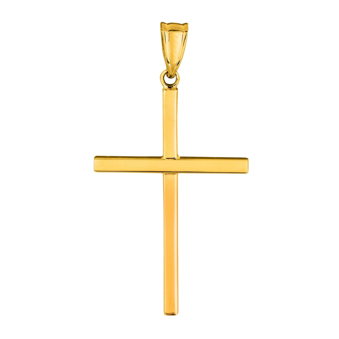 14K Yellow Gold Thin Cross, front view