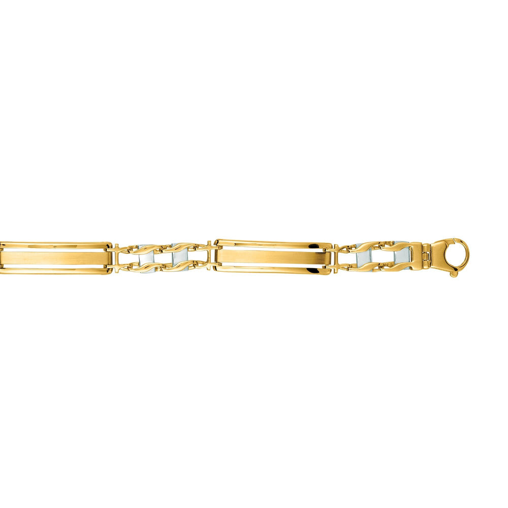 14K Yellow & White Gold Railroad Link Chain with Lobster Clasp, view 2