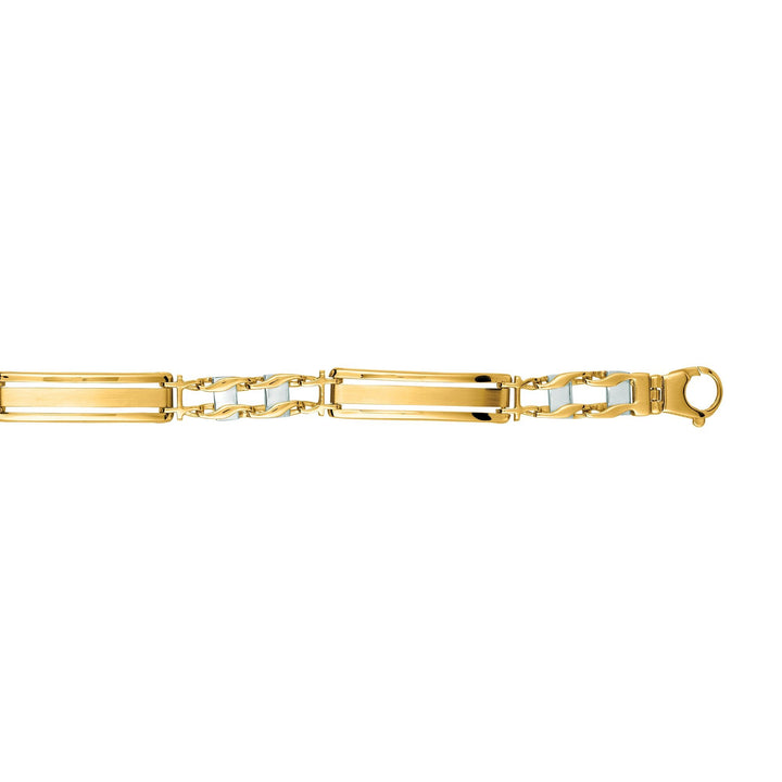 14K Yellow &amp; White Gold Railroad Link Chain with Lobster Clasp, view 2